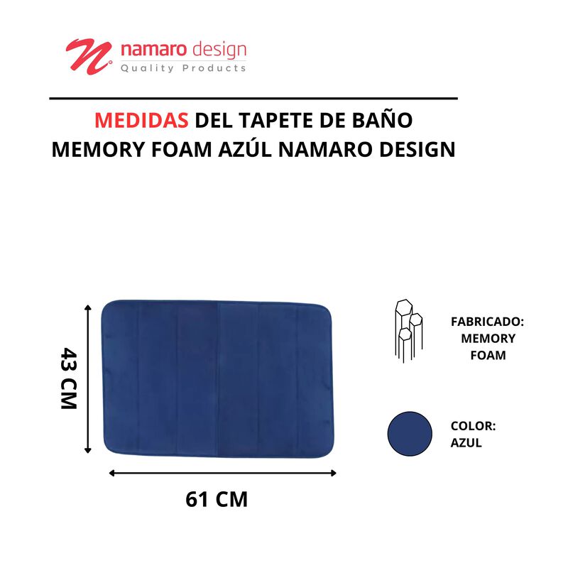 Tapete De Ba&ntilde;o Memory Foam Az&uacute;l Namaro Design image number null