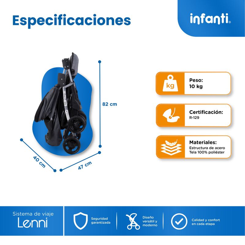 Carriola Travel System Lenni Gris Hasta 15 kg C... image number null