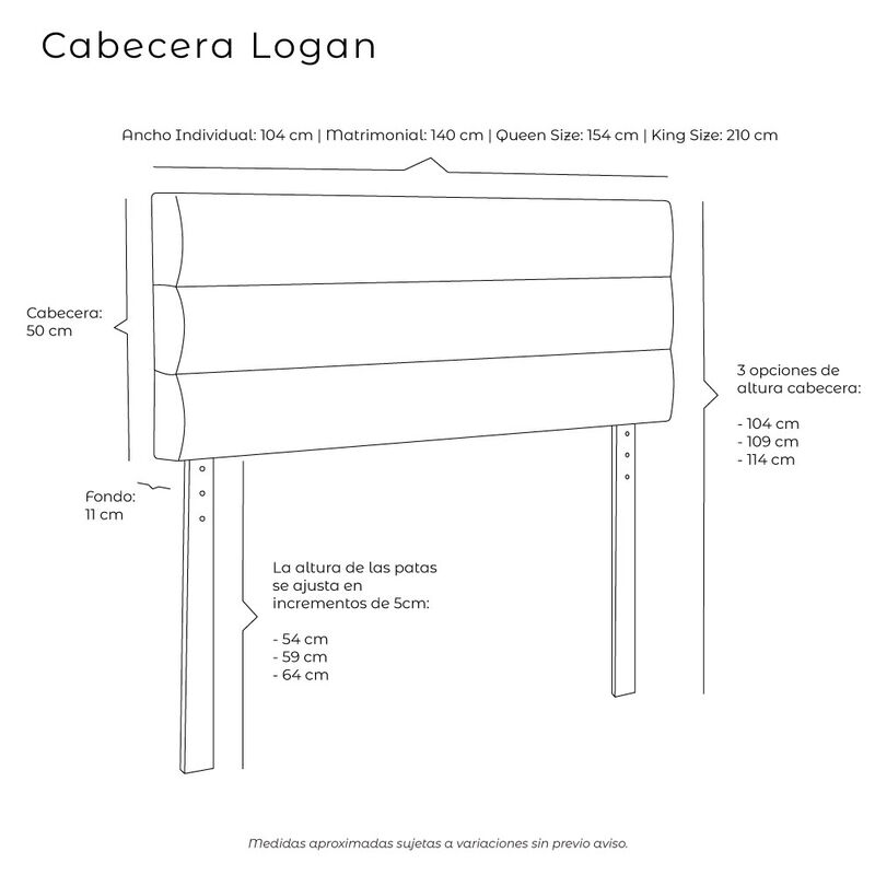 Cabecera Individual Dicasa Logan Gris carb&oacute;n image number null