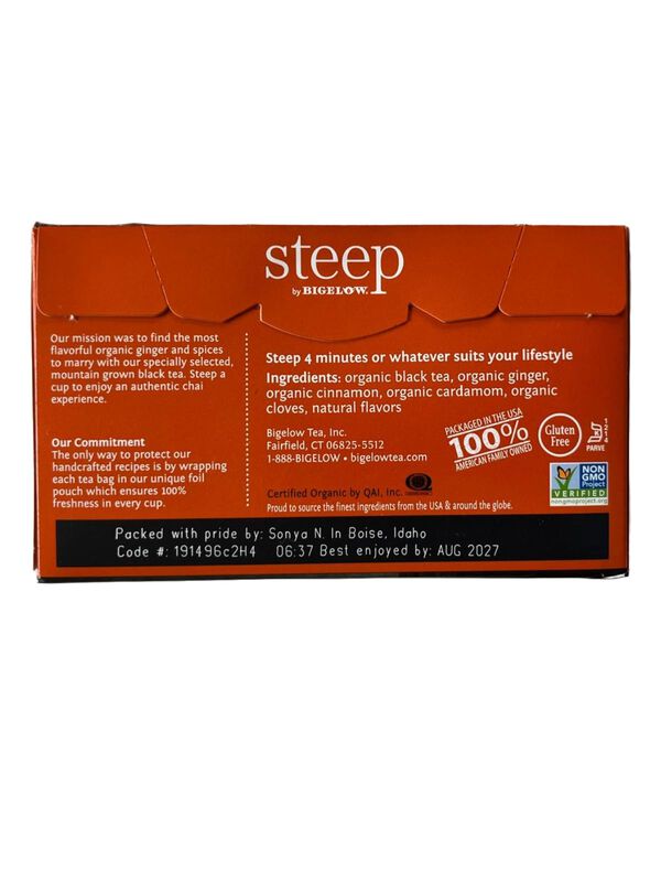 Bigelow T&eacute; Org&aacute;nico Chai &ndash; Caja De 20 Bolsitas image number null