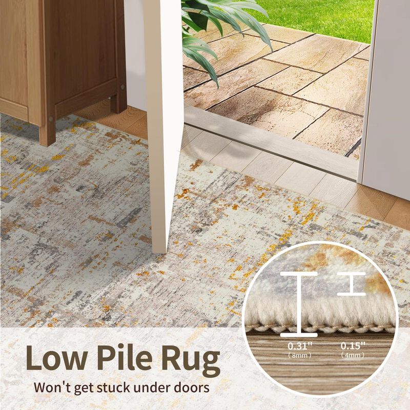 Alfombra Rugxara 91x150 cm Lavable Dorada Para ... image number null