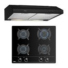 Combo Parrilla Gas 4q Campana Empotrable 60cm Negro Teka