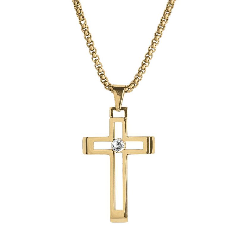 Collar Hombre Acero Inoxidable Cruz, Regalos Pa... image number null