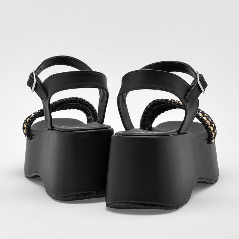 Hg Sandalia para mujer negro dorado image number null