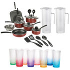 Bater&iacute;a Tramontina Primaware 18pz Rojo + 8 Vasos Y 2 Jarras De Acr&iacute;lico