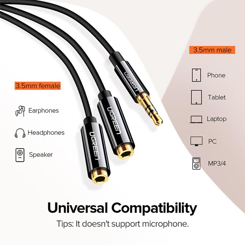 Cable De Audio Ugreen 3.5mm Macho A Hembra X2 2... image number null