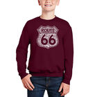 Sudadera De Cuello Redondo Word Art Para Ni&ntilde;o - Route 66 - Life Is A Highway - Granate