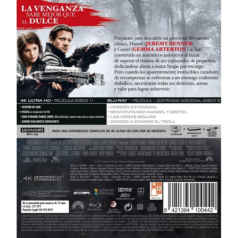 Hansel y Gretel - Cazadores de brujas - BD [Blu... image number null