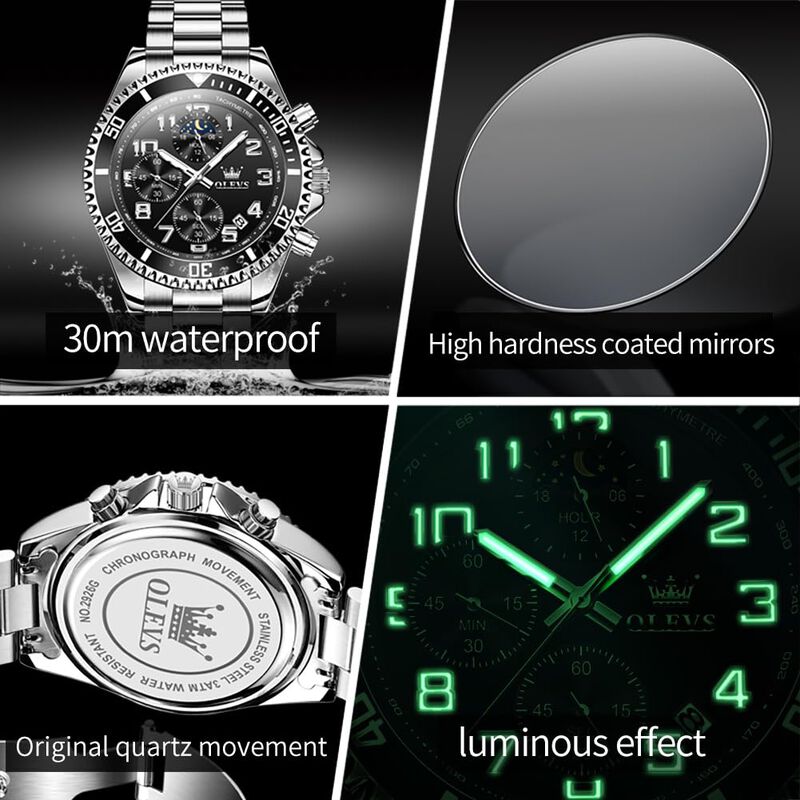 Reloj Olevs Moonphase De Acero Inoxidable Imper... image number null
