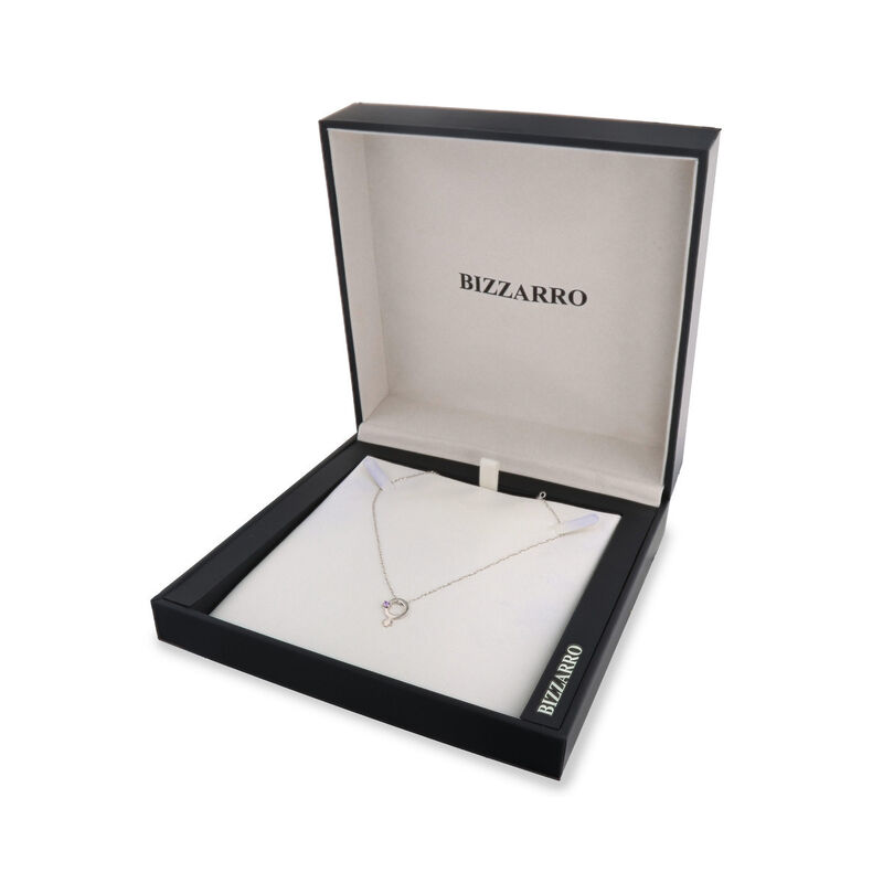Dije Con Cadena Oro Blanco 14k Zirconia Amatist... image number null