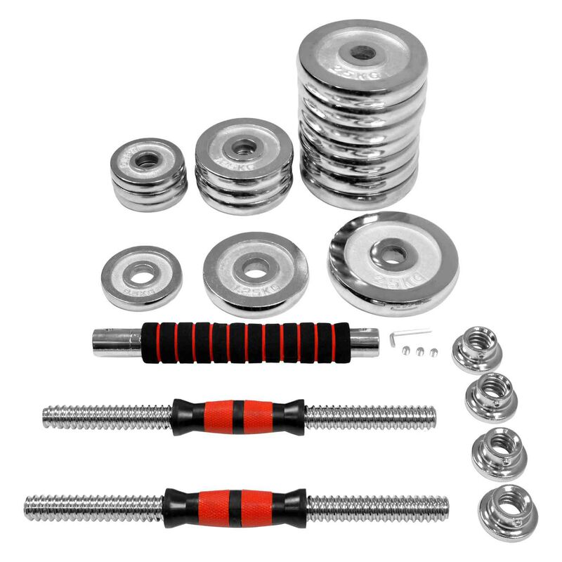 Set Mancuernas Metal Cromado Ajustables 30 Kg 1... image number null