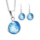 Collar y Aretes de Mujer Plata .925 Round Stone Zvezda