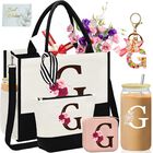 Set De Regalo Aiheart: Bolsa Tote De Lona Con Inicial Y Bolsillo