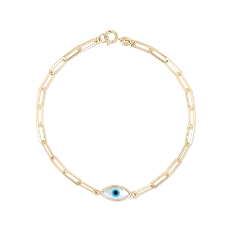 Pulsera De Oro Amarillo 14K Con Ojo Turco (18Cm... image number null