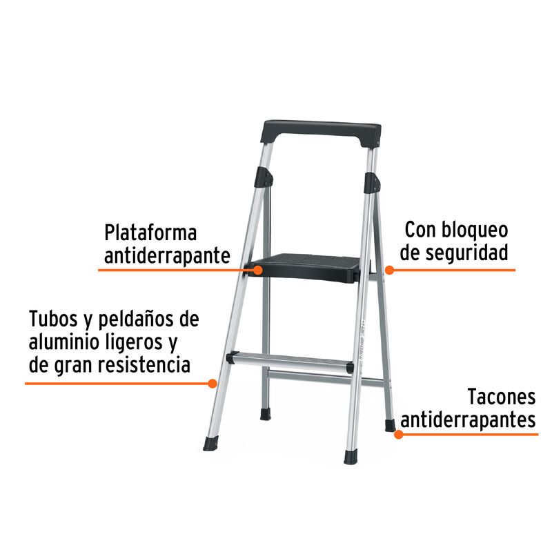 Escalera Tubular Plegable 2 Peldaños Aluminio T... image number null