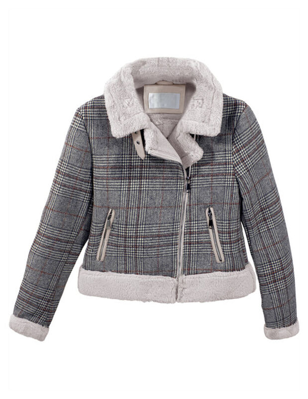 Chamarra Vintage Glamur Mujer Afelpada Gris Cla... image number null