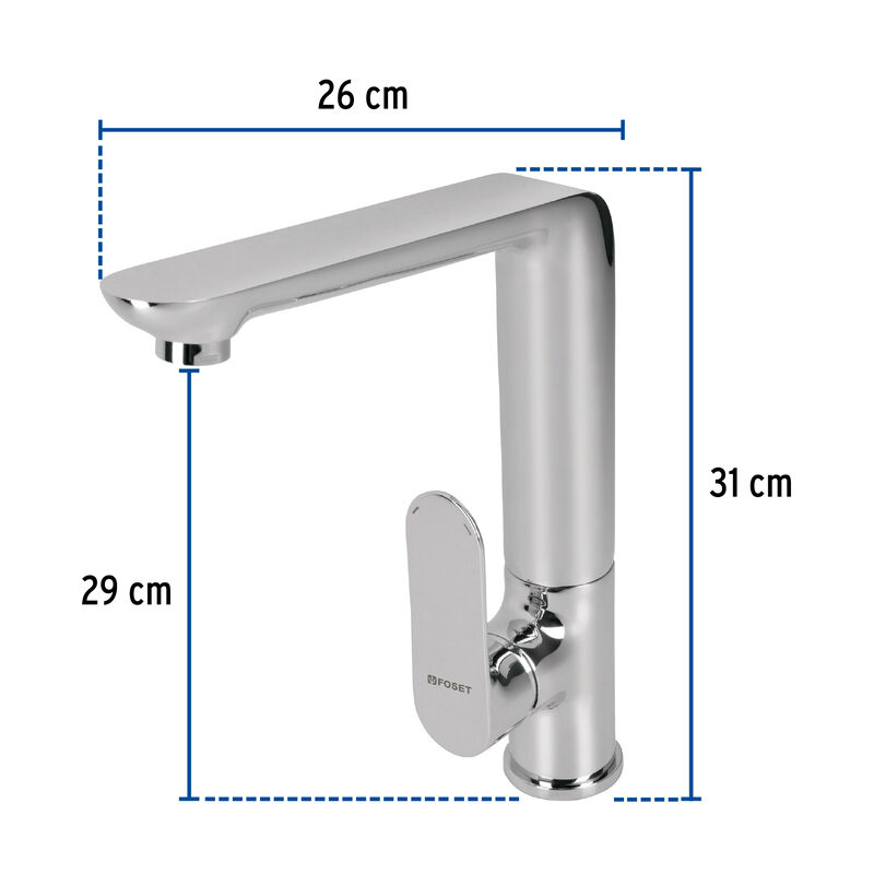 Monomando Cromo Cuello Alto para Fregadero Fose... image number null