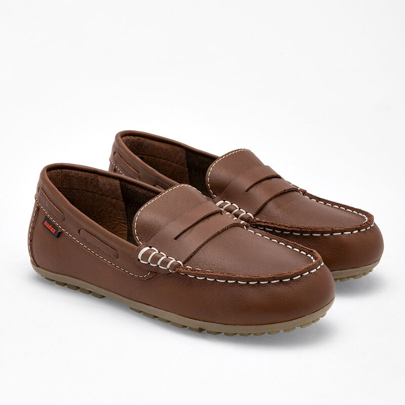 Audaz Zapato Casual De Piel Para Ni&ntilde;o Camel Cod... image number null