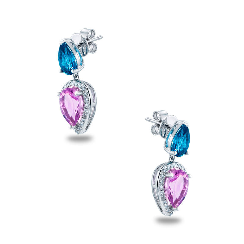 Aretes De Oro Blanco 10k Con 11pts De Diamante ... image number null