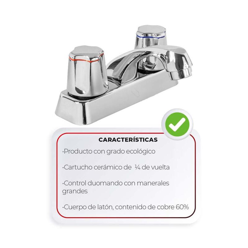 Llave Mezcladora Metálica para Lavabo IUSA, 4” image number null