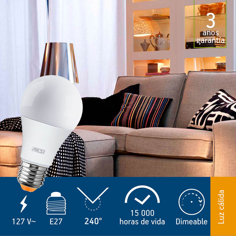 Pack de 6 focos LED Aksi 12W A19 Dimeable Base ... image number null