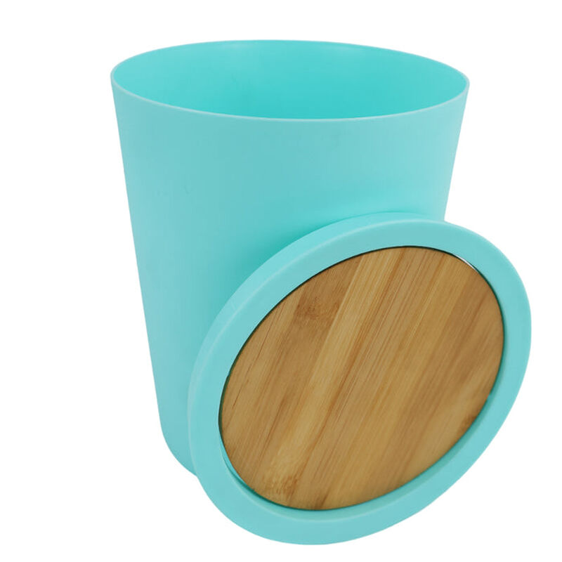 Bote de Basura Verde con Tapa de Bamb&uacute; image number null