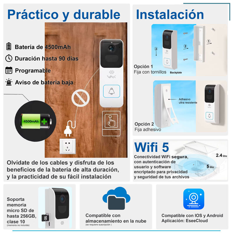 Video Timbre De Seguridad Vak W20 5g Ip65 C&aacute;mar... image number null