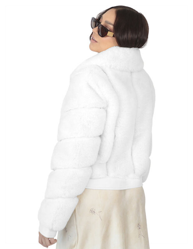 Chamarra Corta Peluche Cinturon Ajustable Blanc... image number null