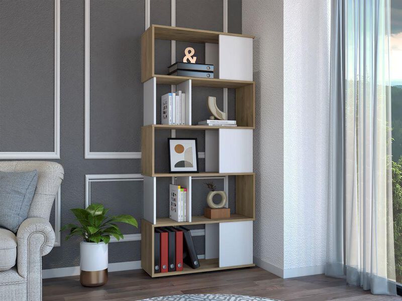 Librero Noah Macadamia y Blanco con Variedad De... image number null