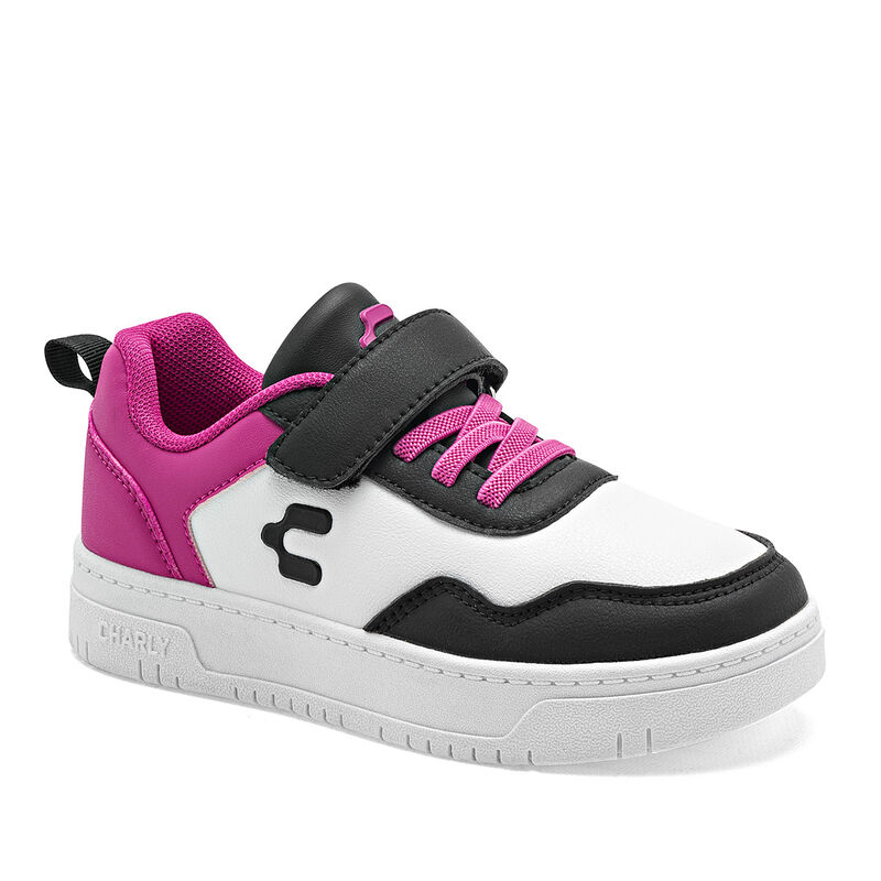 Charly Tenis urbano para ni&ntilde;a blanco negro fucs... image number null