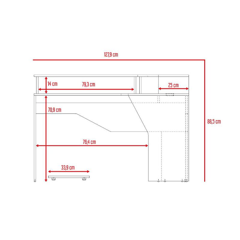 Escritorio Gamer Invictor Wengue Y Rojo Virtual... image number null