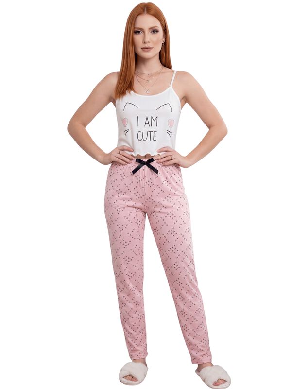 Conjunto Pijama Mujer Blusa Y Pantal&oacute;n Dama Pij... image number null