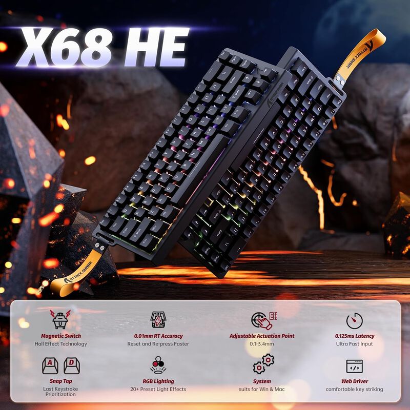 Teclado Mec&aacute;nico Para Juegos Attack Shark X68 H... image number null