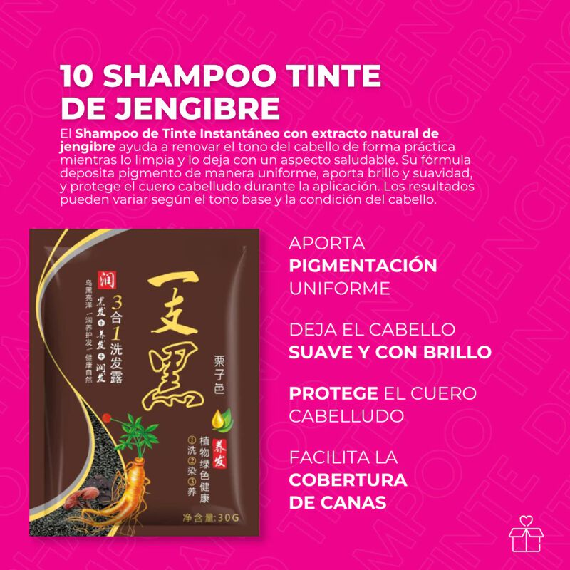 10 Shampoo Tinte Instant&aacute;neo 15min Cubre Canas ... image number null