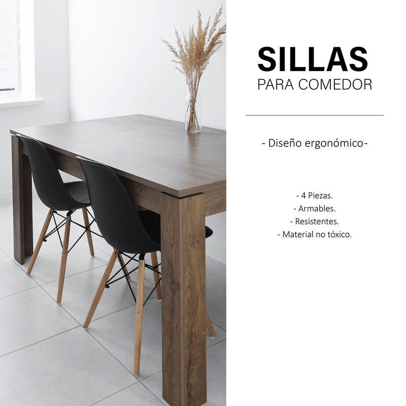 Set de 4 Sillas Modernas Para Comedor y Sala Mi... image number null