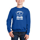Sudadera De Cuello Redondo Word Art Para Ni&ntilde;o - Vida Pug - Azul Rey