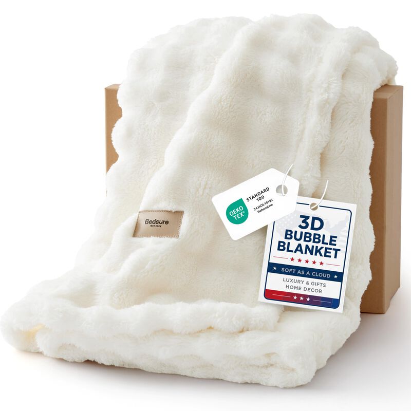 Manta Bedsure 132 cm X 178 cm Blanca 3d De Forr... image number null