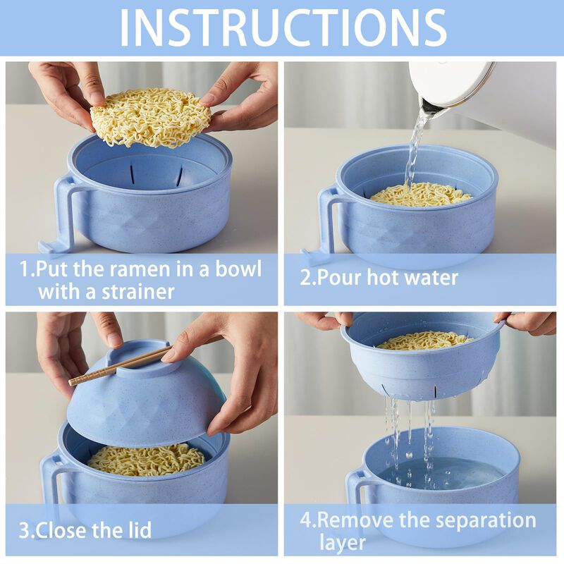 Cocinador De Ramen Romooa 940 ml Azul Claro Con... image number null