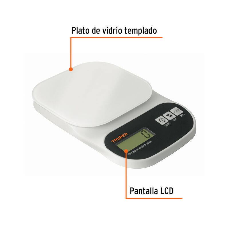 B&aacute;scula Capacidad 5 Kg Digital para Cocina C/Pl... image number null