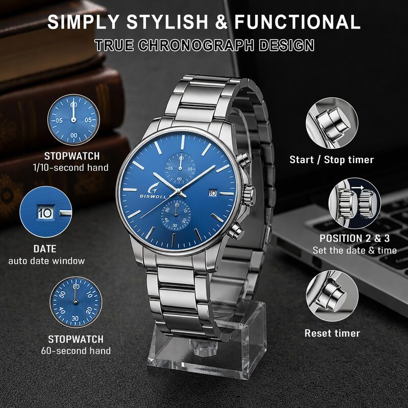 Reloj Giswoll Cron&oacute;grafo De Acero Inoxidable 14... image number null