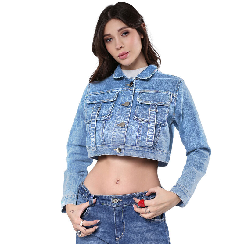 Chamarra Crop Mujer Mezclilla Stretch Savi Jean... image number null