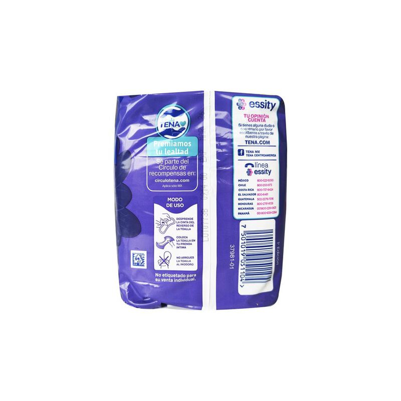 Toallas Tena Lady Discret Extra Nocturna 8pzs image number null