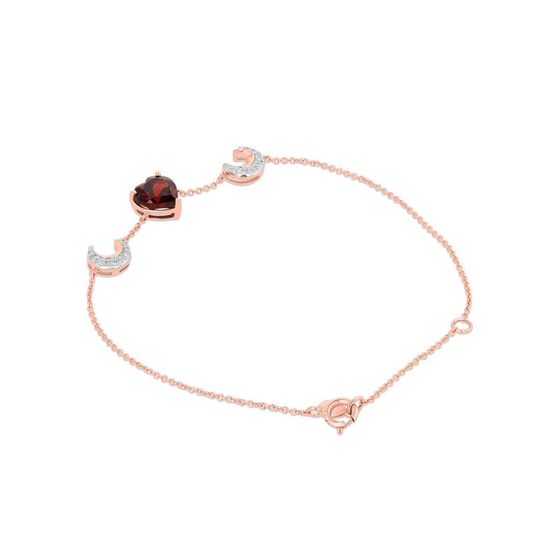 Pulsera De Corazon Y Lunas Oro Rosa 10k Con 8pt... image number null