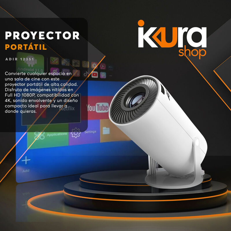 Proyector Profesional Portátil 4K 1080P  Blanco... image number null