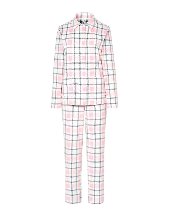 Pijama de Cuadros Micropolar Rosa image number null