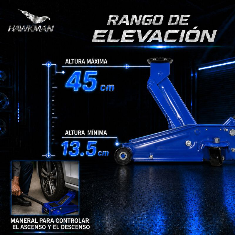 Gato Hidr&aacute;ulico Pat&iacute;n Hawkman 3 Ton Ruedas 360&deg;... image number null