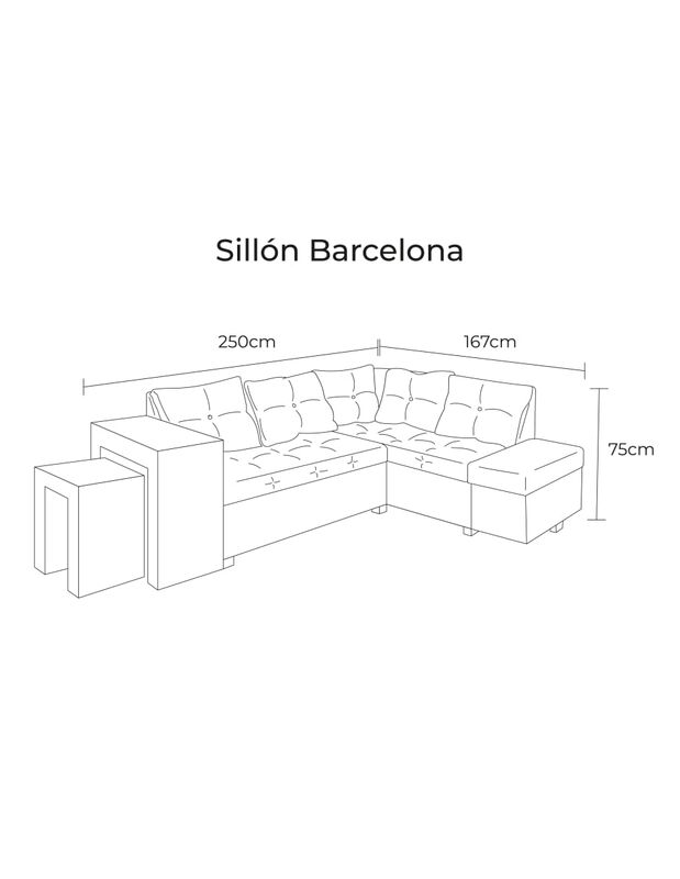 Sala Modular Esquinera Barcelona con Baúl gris image number null