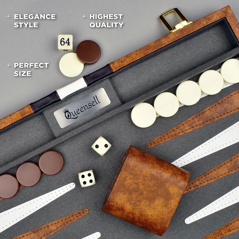 Set De Backgammon De Piel Queensell De 19 X 15 ... image number null
