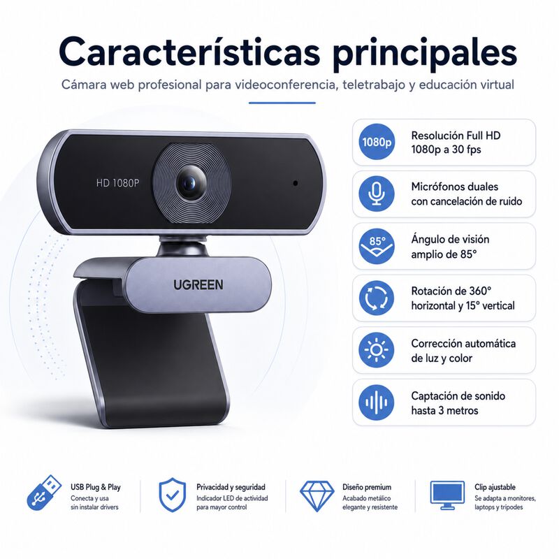 Camara Web 1080p 30fps Microfono Cancelacion Ru... image number null