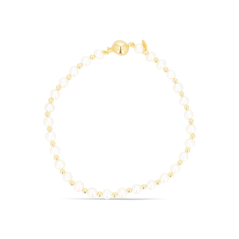 Pulsera De Perlas Y Oro Amarillo 14k (20cm) image number null